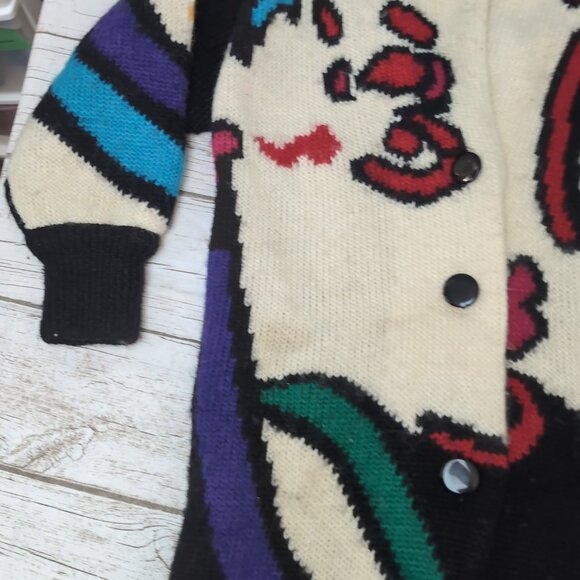 I.B. Diffusion Mohair Wool Abstract Long Cardigan Coat Multicolor – Women’s S - Picture 5 of 9